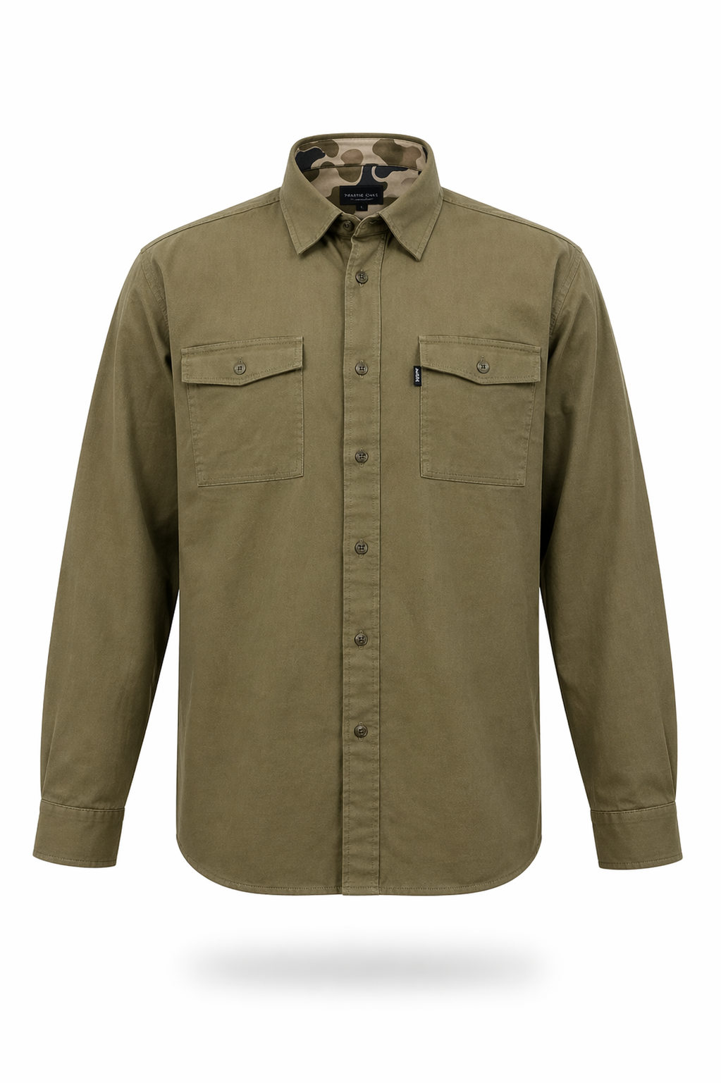 Bottoms Button Down: Traditions Camo Olive