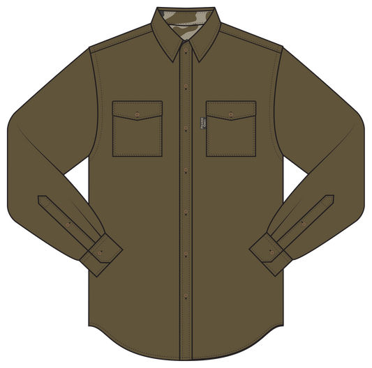 Bottoms Button Down: Traditions Camo Olive