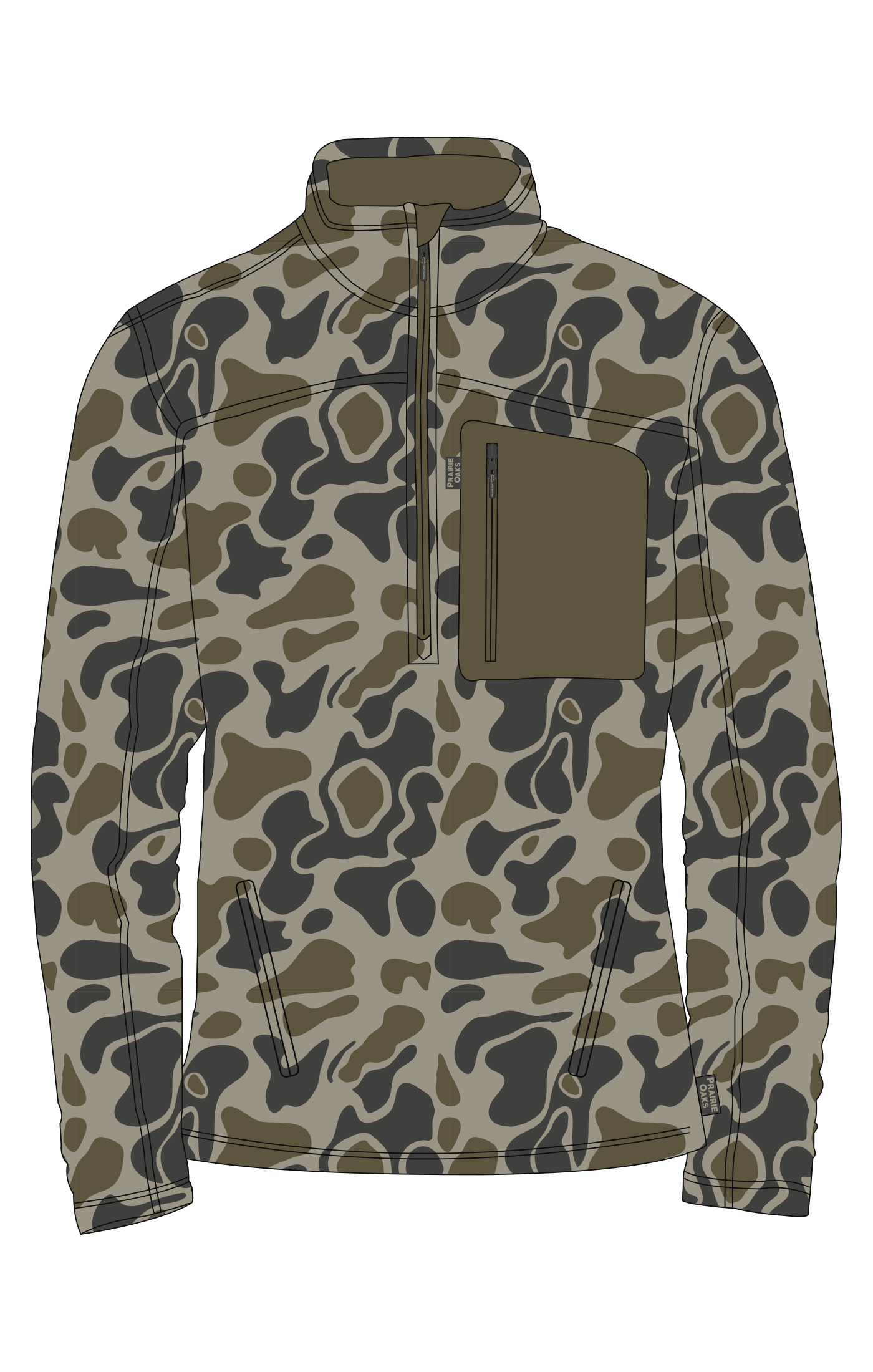 Bluffs Fleece 1/4 Zip: Traditions Camo Olive