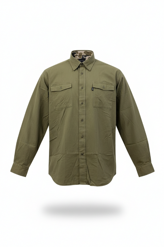 Bottoms Button Down: Traditions Camo Olive