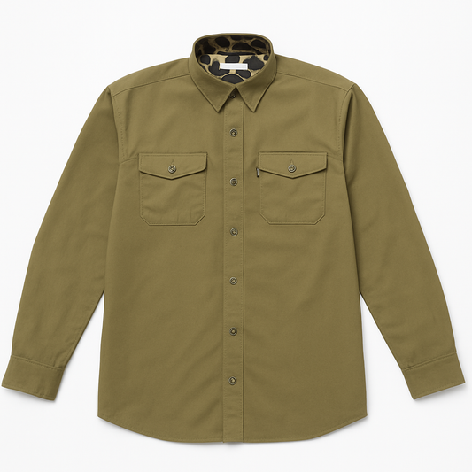 Bottoms Button Down: Traditions Camo Olive